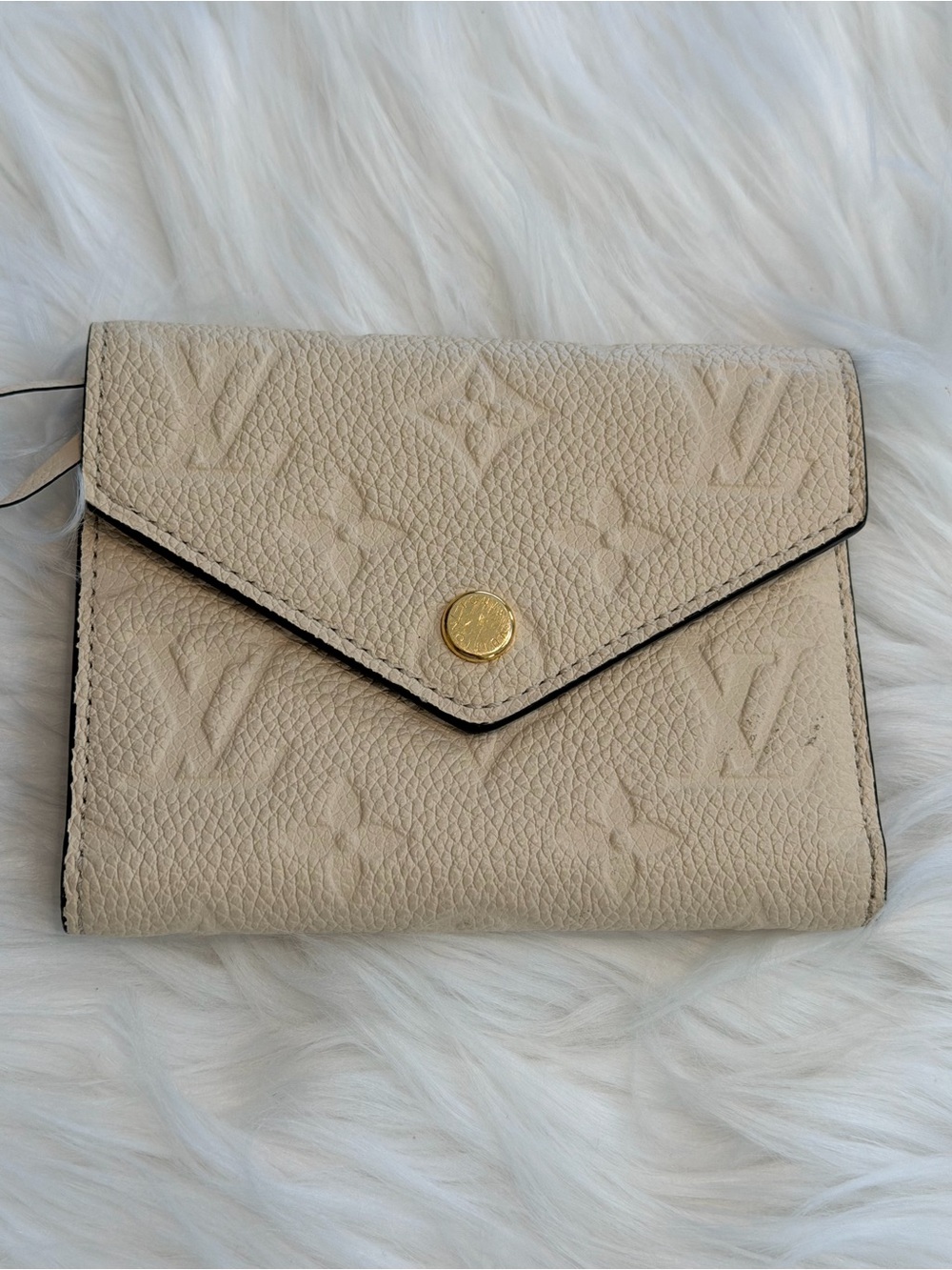 Louis Vuitton Beige Embossed Leather Small Envelope Wallet